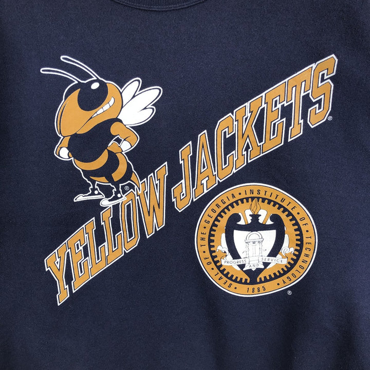 90'S Hanes Activewear College Sweatshirt, Made in USA, Men's XL equivalent. cotton navy blue type Vintage Second Hand