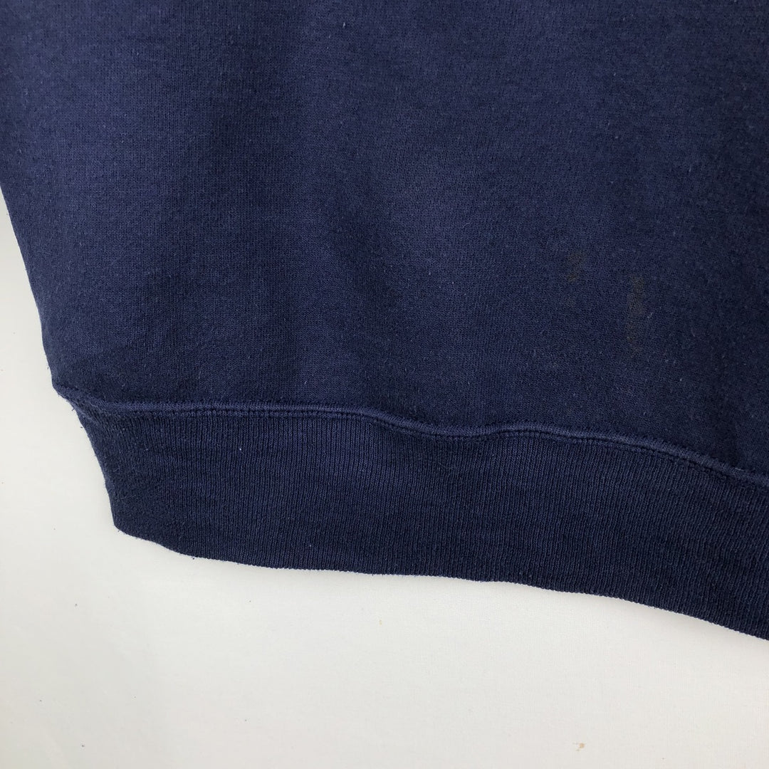 90'S Hanes Activewear College Sweatshirt, Made in USA, Men's XL equivalent. cotton navy blue type Vintage Second Hand