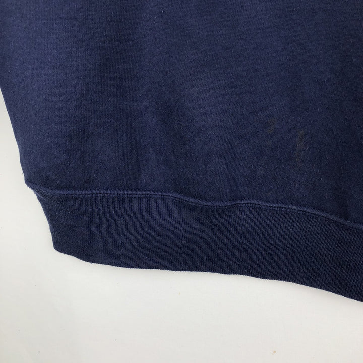 90'S Hanes Activewear College Sweatshirt, Made in USA, Men's XL equivalent. cotton navy blue type Vintage Second Hand
