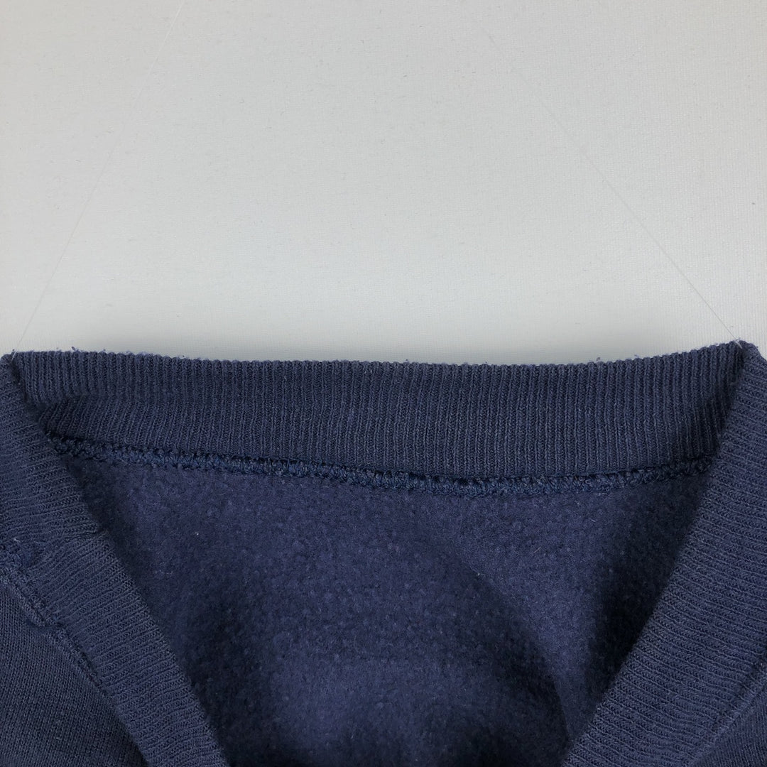 90'S Hanes Activewear College Sweatshirt, Made in USA, Men's XL equivalent. cotton navy blue type Vintage Second Hand