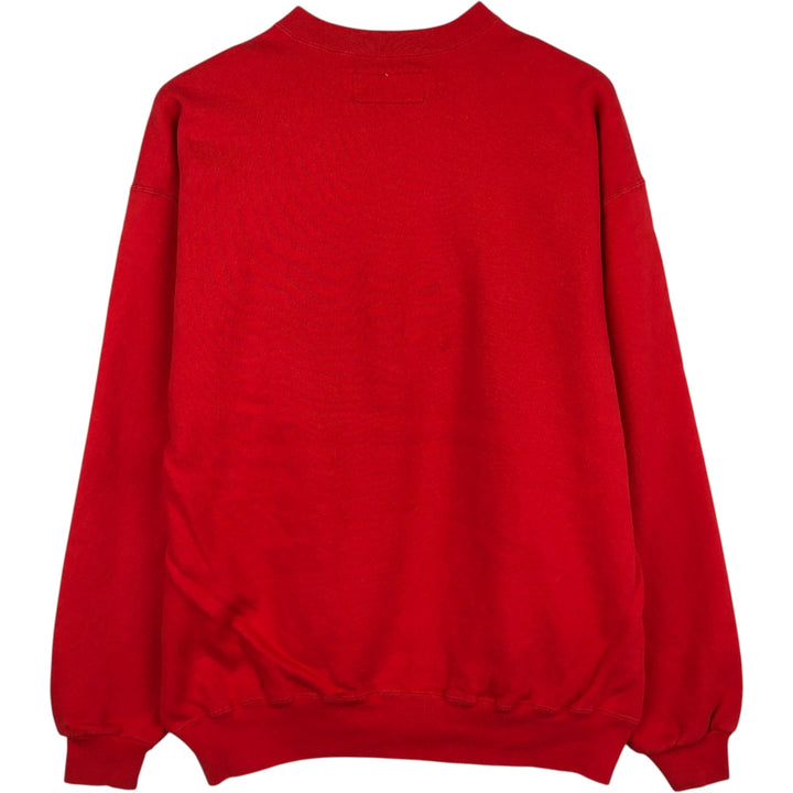 90'S Russell 3-row print college sweatshirt, made in USA, men's XL size, vintage cotton red type Vintage Second Hand