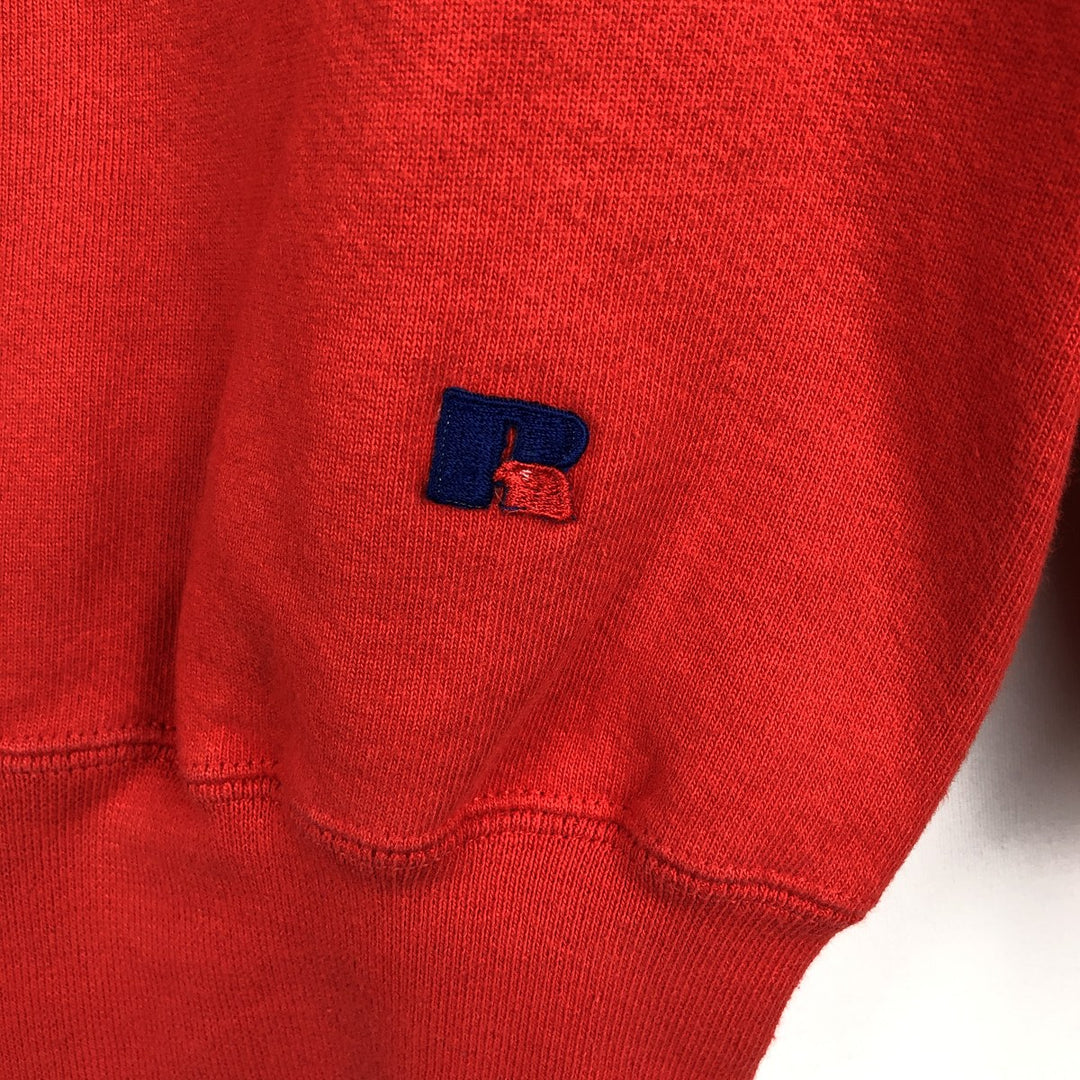 90'S Russell 3-row print college sweatshirt, made in USA, men's XL size, vintage cotton red type Vintage Second Hand