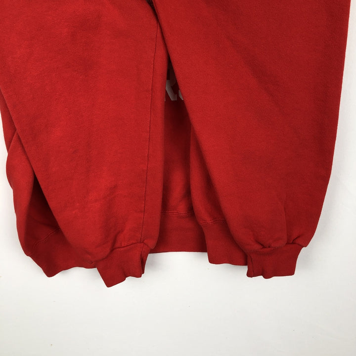 90'S Russell 3-row print college sweatshirt, made in USA, men's XL size, vintage cotton red type Vintage Second Hand