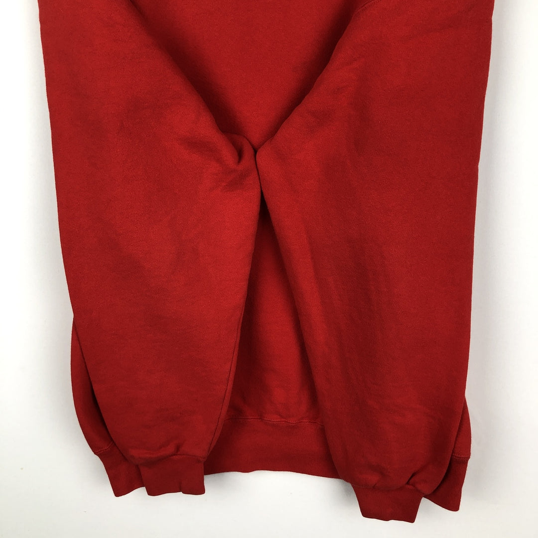 90'S Russell 3-row print college sweatshirt, made in USA, men's XL size, vintage cotton red type Vintage Second Hand