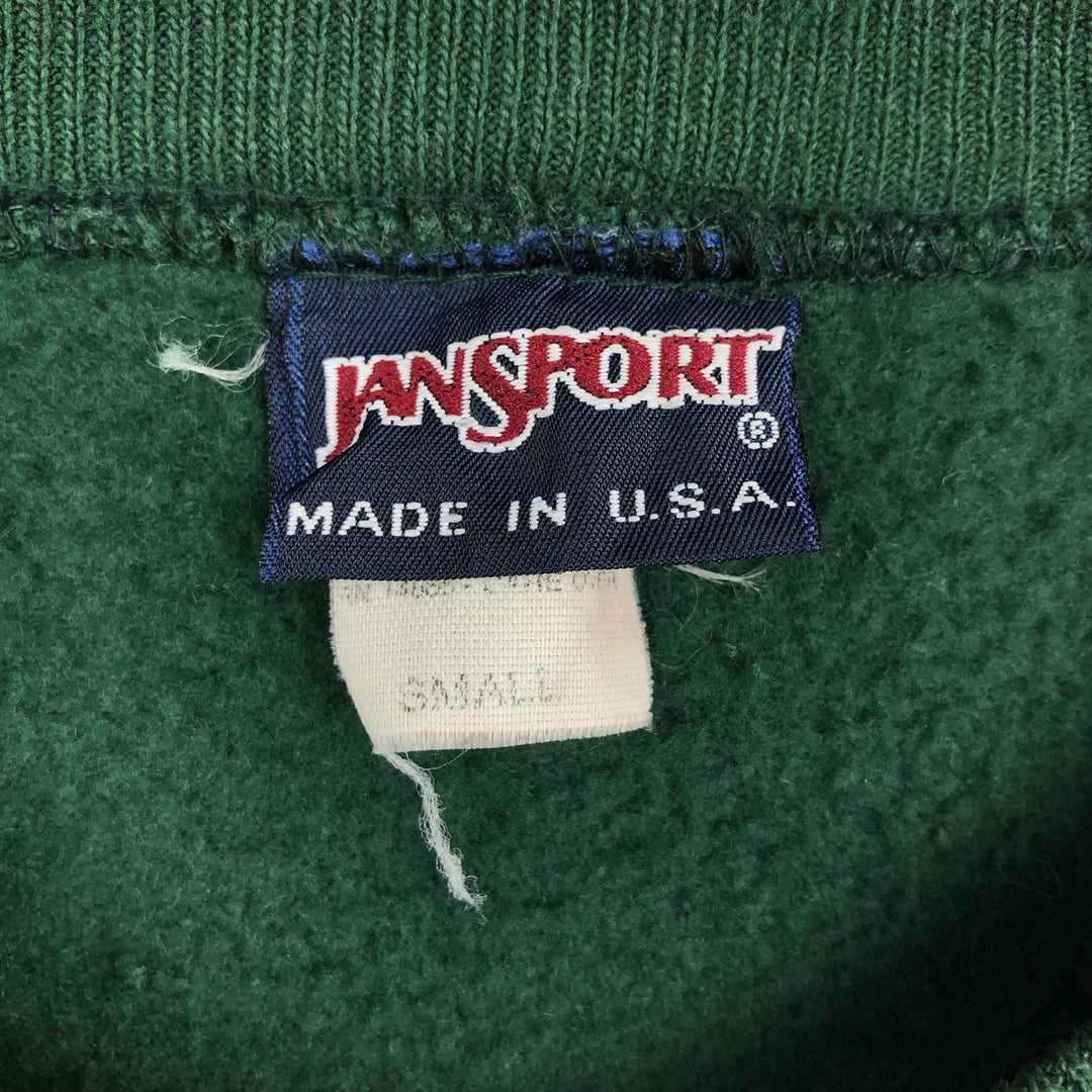 Vintage 90'S Jansport college sweatshirt, made in the USA, size small, men's cotton Green type dark green Vintage Second Hand