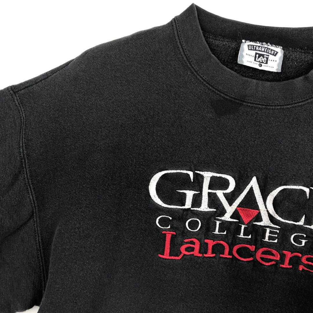 90'S Lee College Sweatshirt, Made in USA, Men's L, Vintage cotton black type Vintage Second Hand