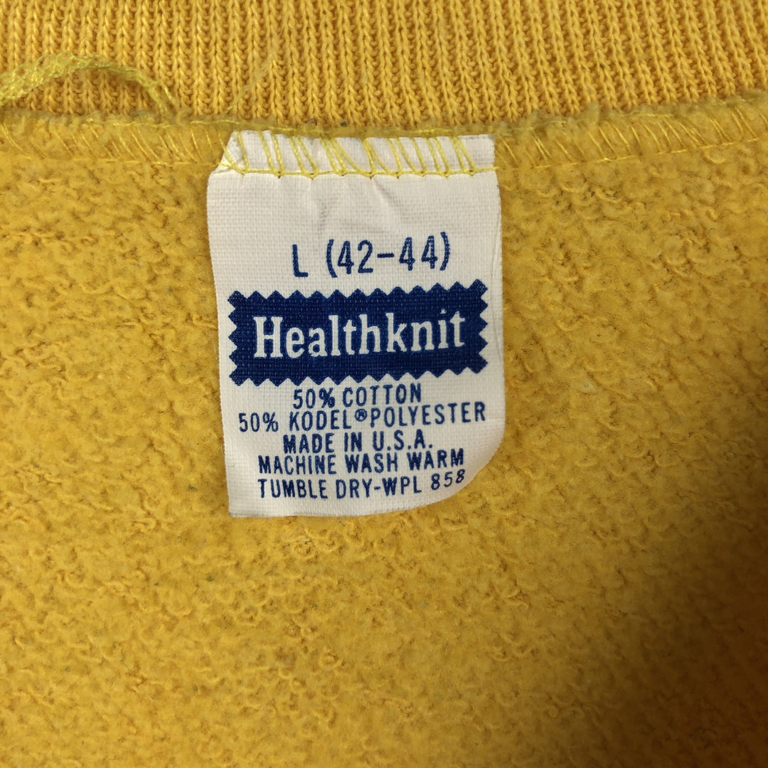 Healthknit 3-Piece College Character Sweatshirt, Made in USA, Men's Size L (Equivalent), Vintage cotton yellow type Vintage Second Hand