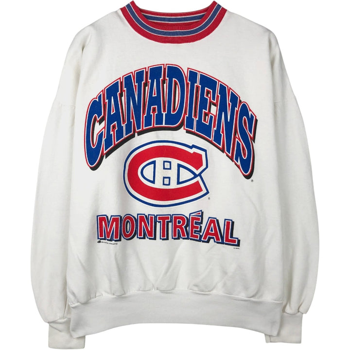 90'S Bulletin Athletic NHL Montreal Canadiens Print Sweatshirt, Made in Canada, Men's Size L (approx.) cotton white type Vintage Second Hand