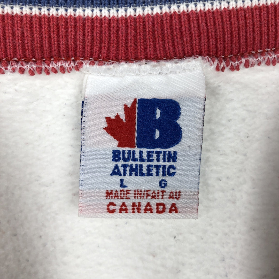90'S Bulletin Athletic NHL Montreal Canadiens Print Sweatshirt, Made in Canada, Men's Size L (approx.) cotton white type Vintage Second Hand
