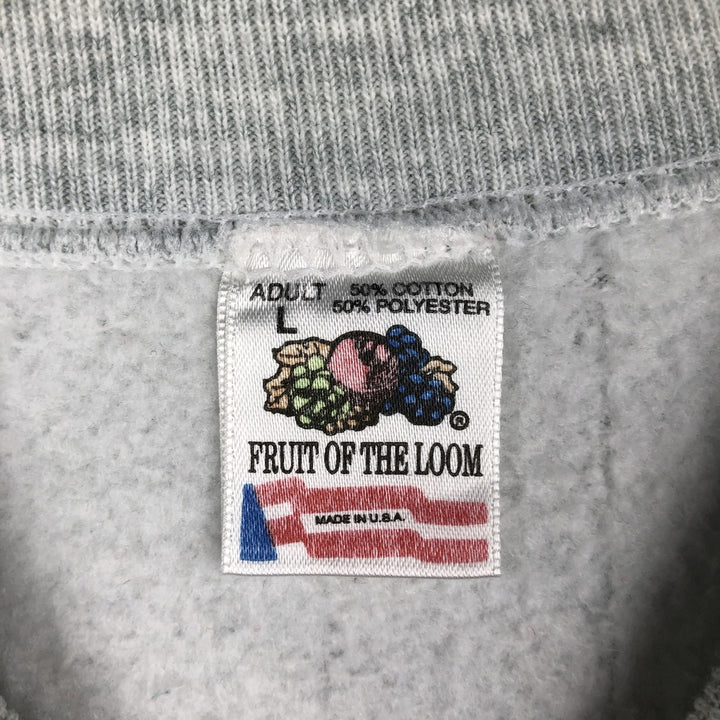 90'S Fruit of the Loom printed sweatshirt, made in the USA, men's size L, vintage cotton gray type Vintage Second Hand