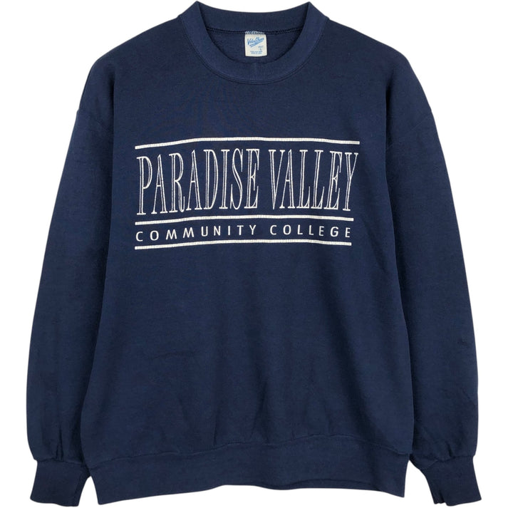 90'S Velva Sheen College Sweatshirt, Made in USA, Men's Size L, Vintage polyester navy blue type Vintage Second Hand
