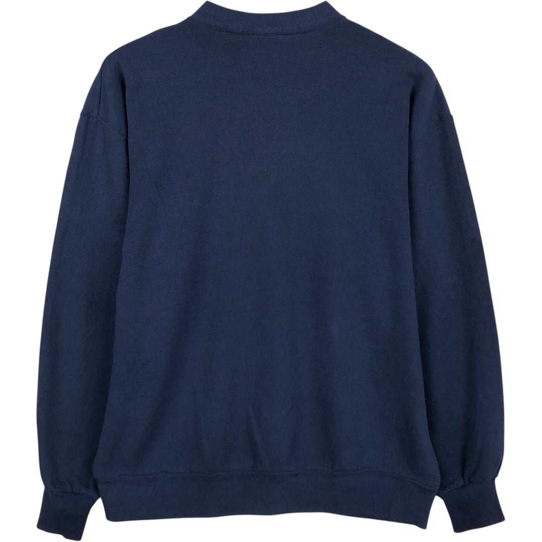 90'S Velva Sheen College Sweatshirt, Made in USA, Men's Size L, Vintage polyester navy blue type Vintage Second Hand