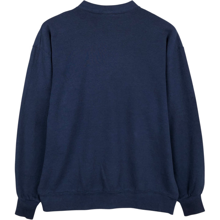 90'S Velva Sheen College Sweatshirt, Made in USA, Men's Size L, Vintage polyester navy blue type Vintage Second Hand