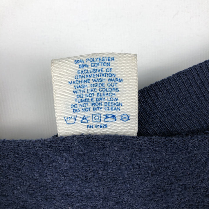90'S Velva Sheen College Sweatshirt, Made in USA, Men's Size L, Vintage polyester navy blue type Vintage Second Hand