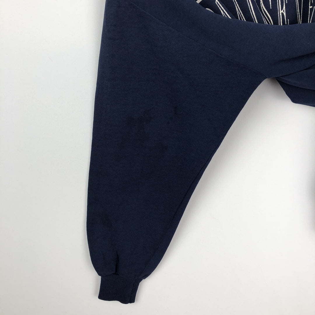 90'S Velva Sheen College Sweatshirt, Made in USA, Men's Size L, Vintage polyester navy blue type Vintage Second Hand