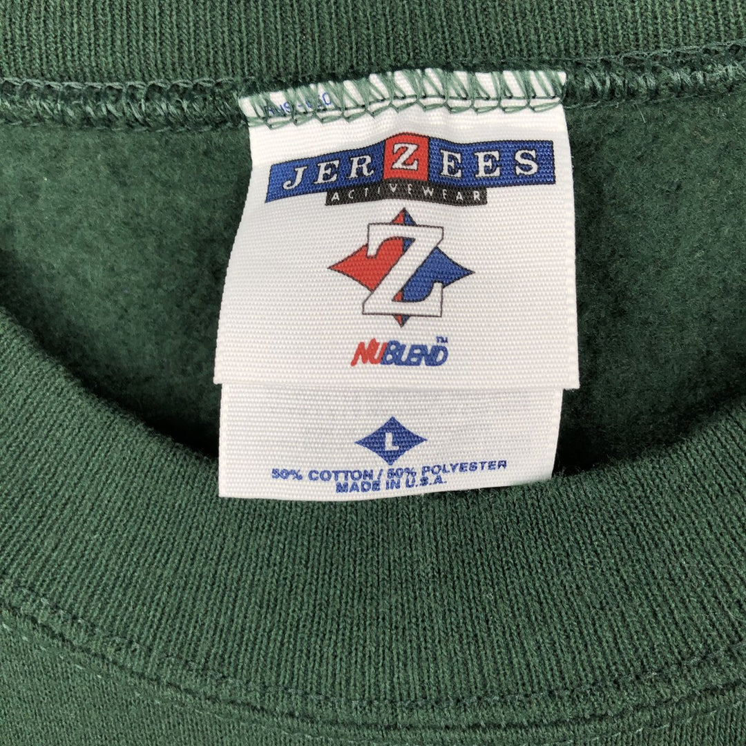 Vintage 90'S Jerzees college sweatshirt, made in the USA, size L, men's cotton Green type dark green Vintage Second Hand