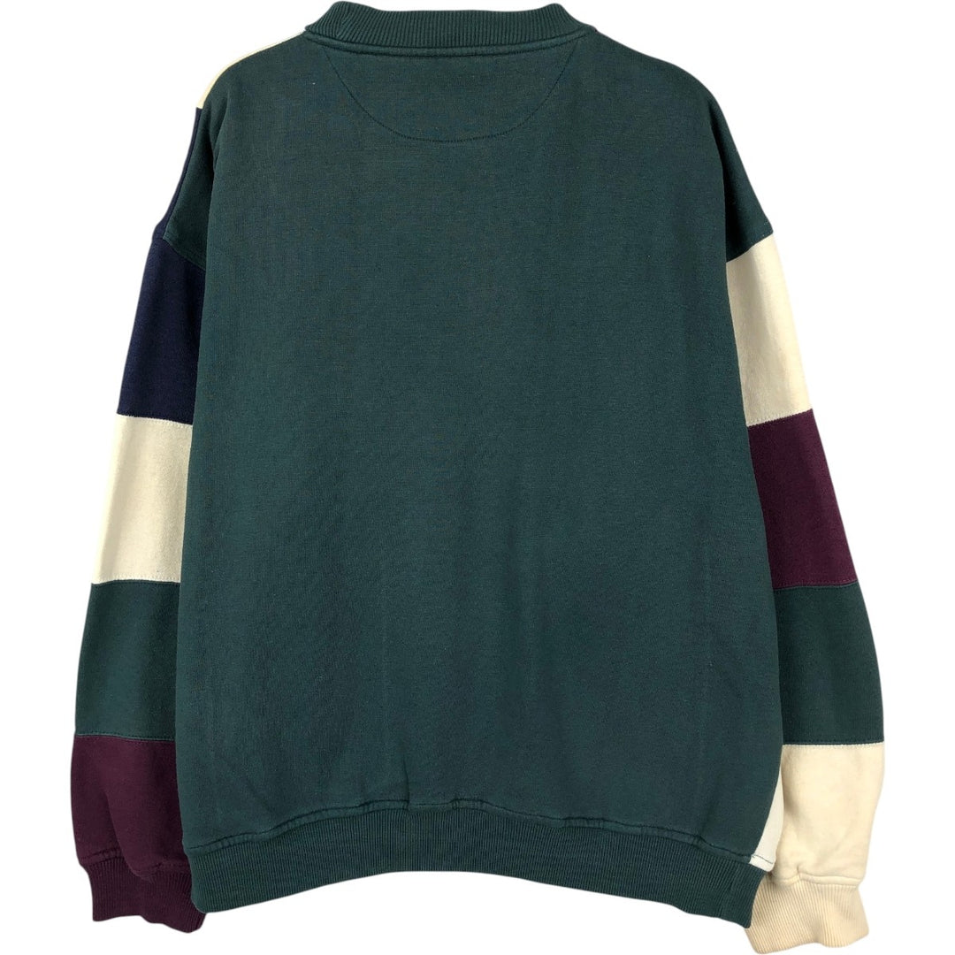 90'S Towncraft Stripe Pattern Crazy Pattern Sweatshirt, Men's Size L (Equivalent), Vintage polyester pale white type Vintage Second Hand
