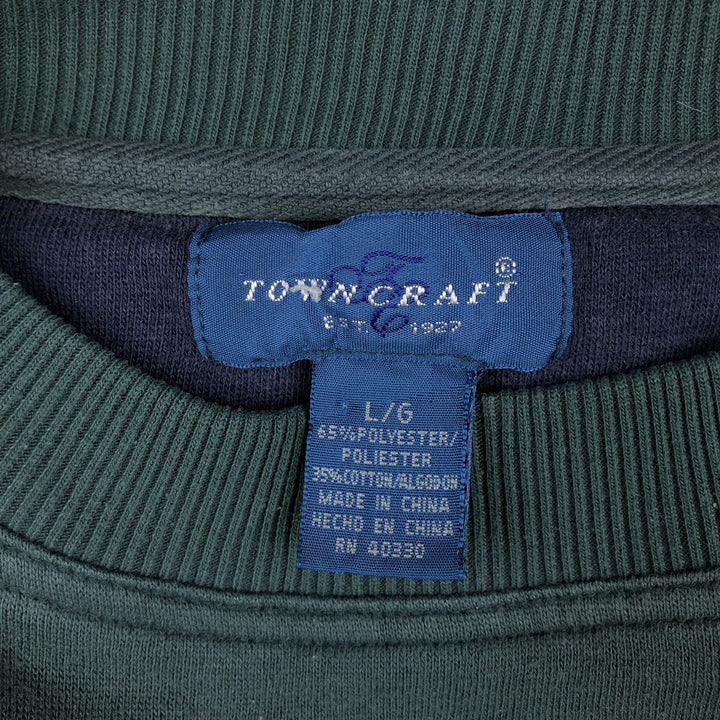 90'S Towncraft Stripe Pattern Crazy Pattern Sweatshirt, Men's Size L (Equivalent), Vintage polyester pale white type Vintage Second Hand