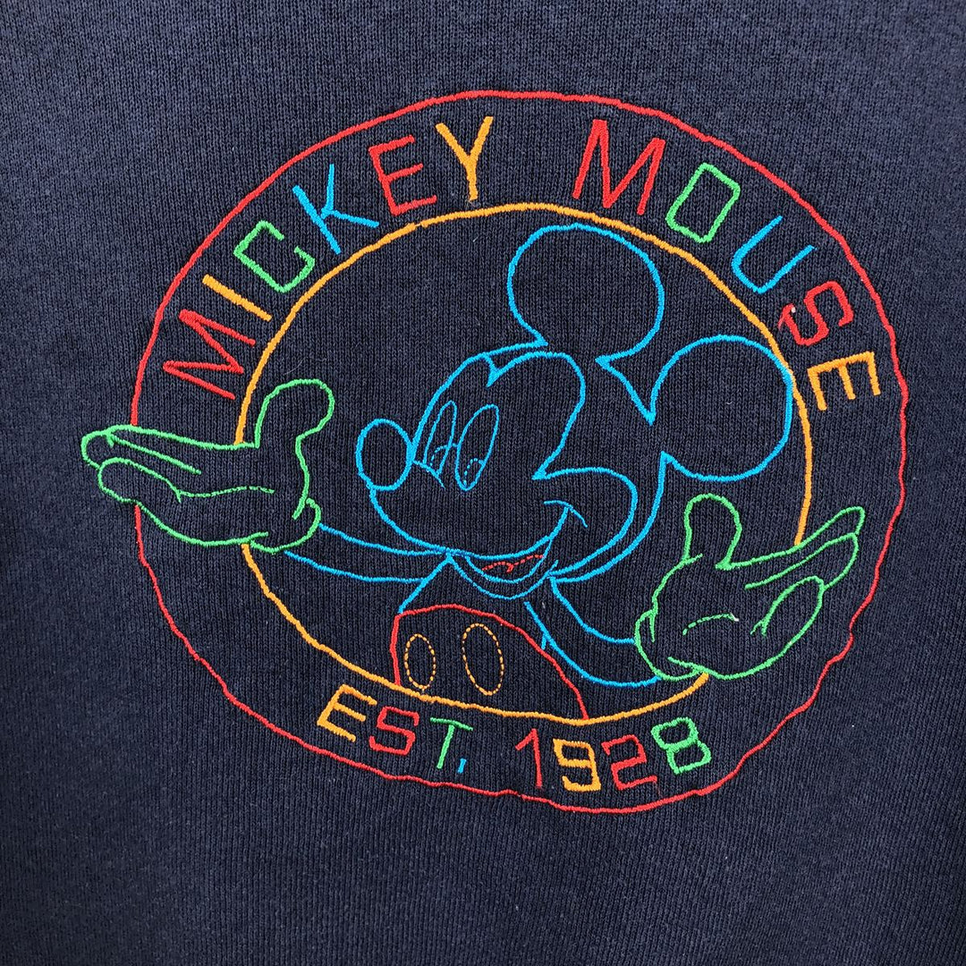 MICKEY&CO. MICKEY MOUSE Mickey Mouse Character Sweatshirt, Made in USA, Men's XL equivalent. cotton navy blue type Vintage Second Hand