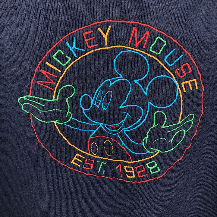 MICKEY&CO. MICKEY MOUSE Mickey Mouse Character Sweatshirt, Made in USA, Men's XL equivalent. cotton navy blue type Vintage Second Hand