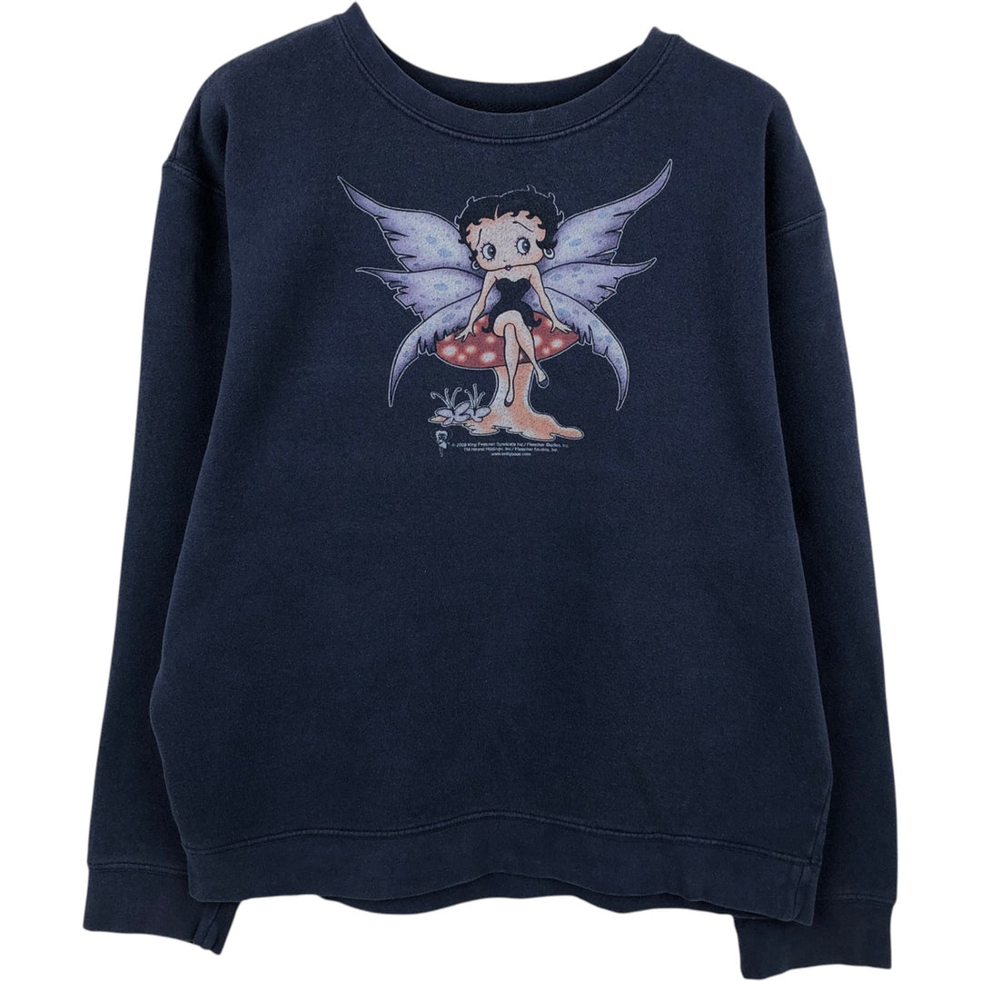 2000'S Delta Betty Boop character sweatshirt, men's size L (approx.) cotton navy blue type Vintage Second Hand