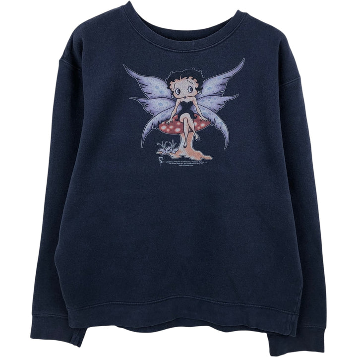 2000'S Delta Betty Boop character sweatshirt, men's size L (approx.) cotton navy blue type Vintage Second Hand