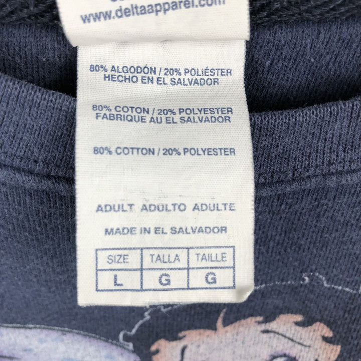 2000'S Delta Betty Boop character sweatshirt, men's size L (approx.) cotton navy blue type Vintage Second Hand