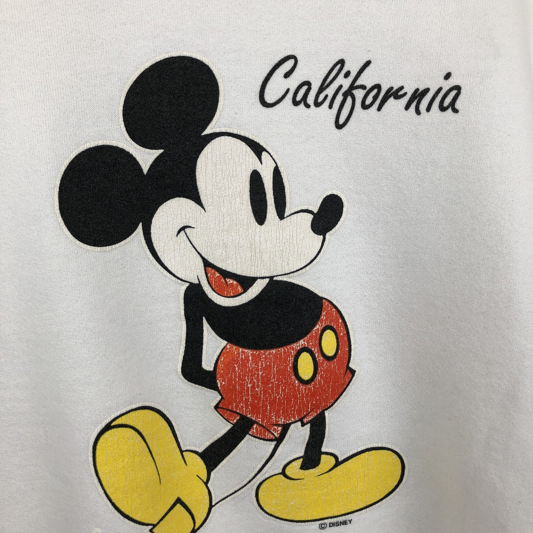90'S Velva Sheen MICKEY MOUSE character sweatshirt, made in USA, men's size M equivalent. polyester white type Vintage Second Hand