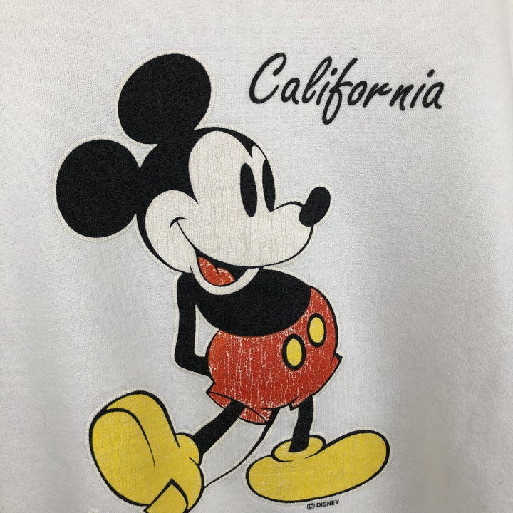 90'S Velva Sheen MICKEY MOUSE character sweatshirt, made in USA, men's size M equivalent. polyester white type Vintage Second Hand