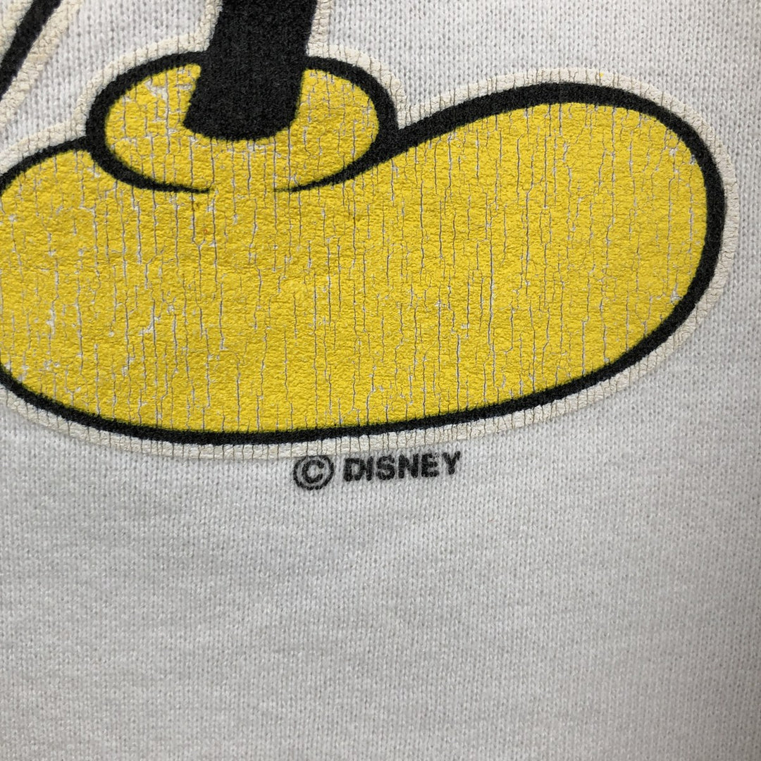 90'S Velva Sheen MICKEY MOUSE character sweatshirt, made in USA, men's size M equivalent. polyester white type Vintage Second Hand