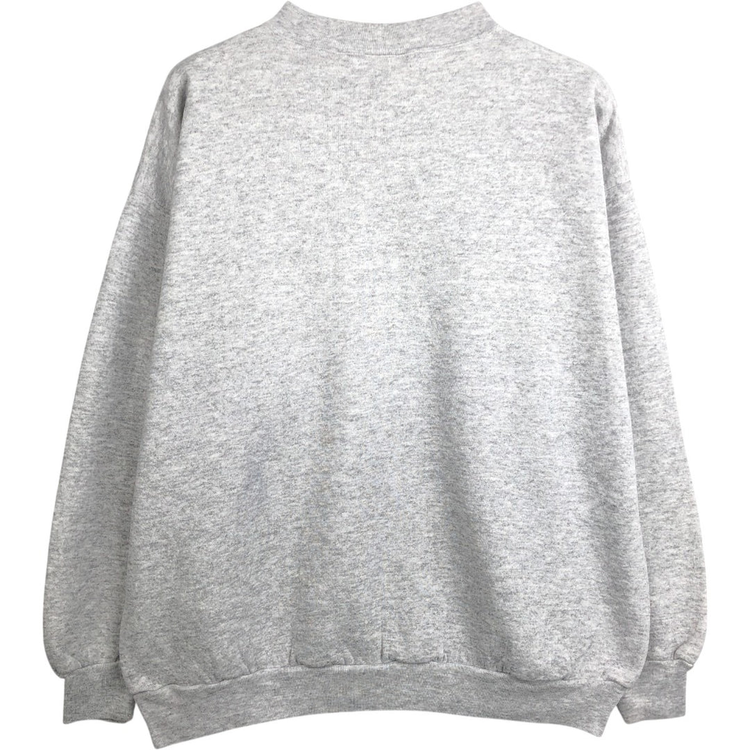 90'S Tultex Mickey Mouse Check Pattern Mock Neck Character Sweatshirt (Men's Size L) cotton gray type Vintage Second Hand