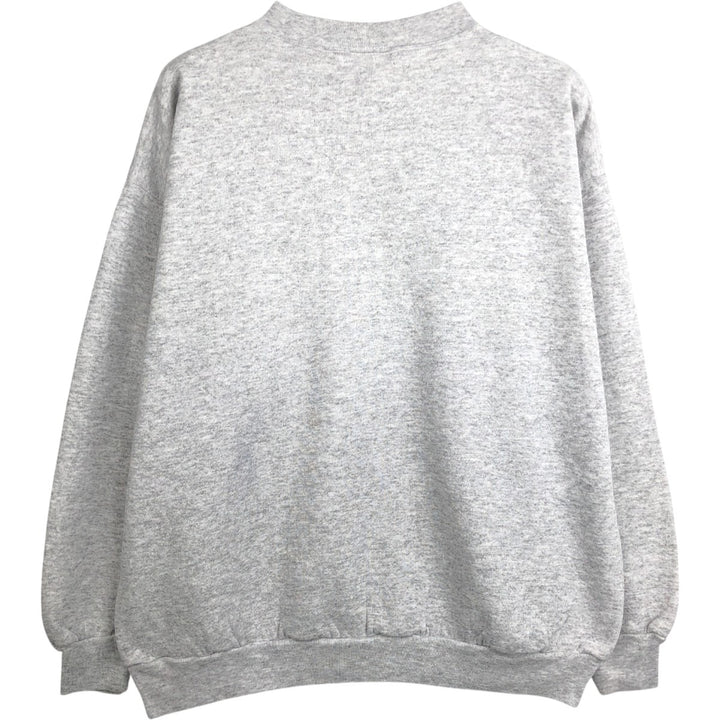 90'S Tultex Mickey Mouse Check Pattern Mock Neck Character Sweatshirt (Men's Size L) cotton gray type Vintage Second Hand