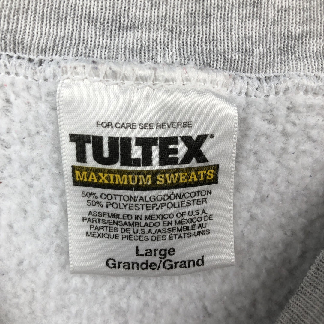 90'S Tultex Mickey Mouse Check Pattern Mock Neck Character Sweatshirt (Men's Size L) cotton gray type Vintage Second Hand