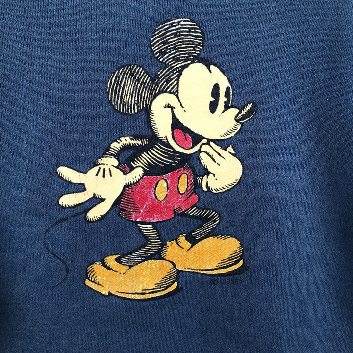 Disney Store MICKEY MOUSE Mickey Mouse Character Sweatshirt (Men's Size L) cotton Green type dark green Vintage Second Hand
