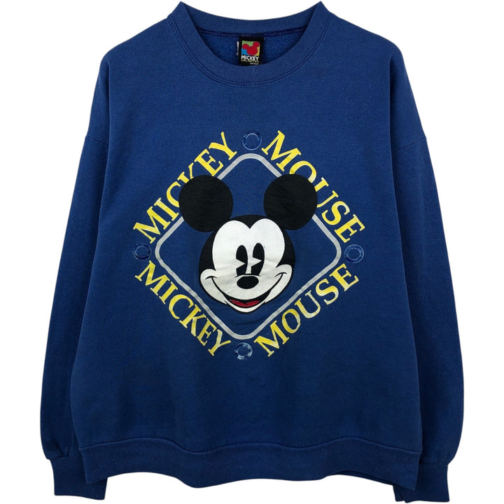 Vintage 90'S MICKEY UNLIMITED Mickey Mouse character sweatshirt, men's size XL unclear blue type Vintage Second Hand