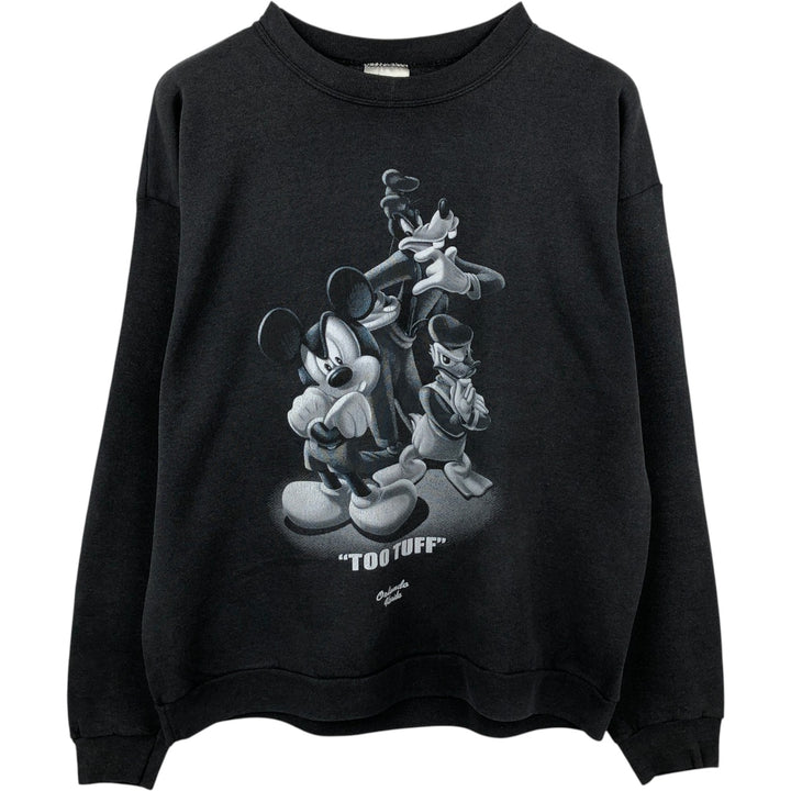 90s-00'S Santee Disney character sweatshirt, made in USA, men's size L equivalent. cotton black type Vintage Second Hand