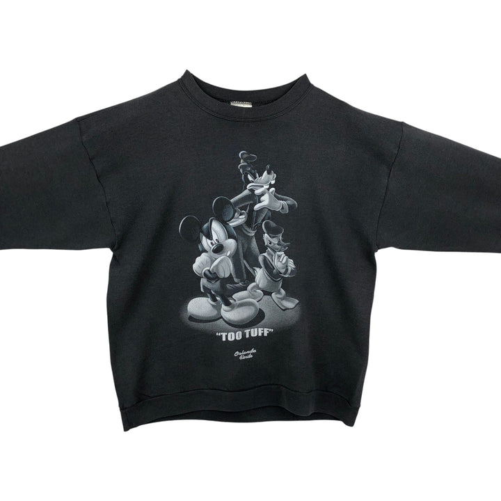 90s-00'S Santee Disney character sweatshirt, made in USA, men's size L equivalent. cotton black type Vintage Second Hand
