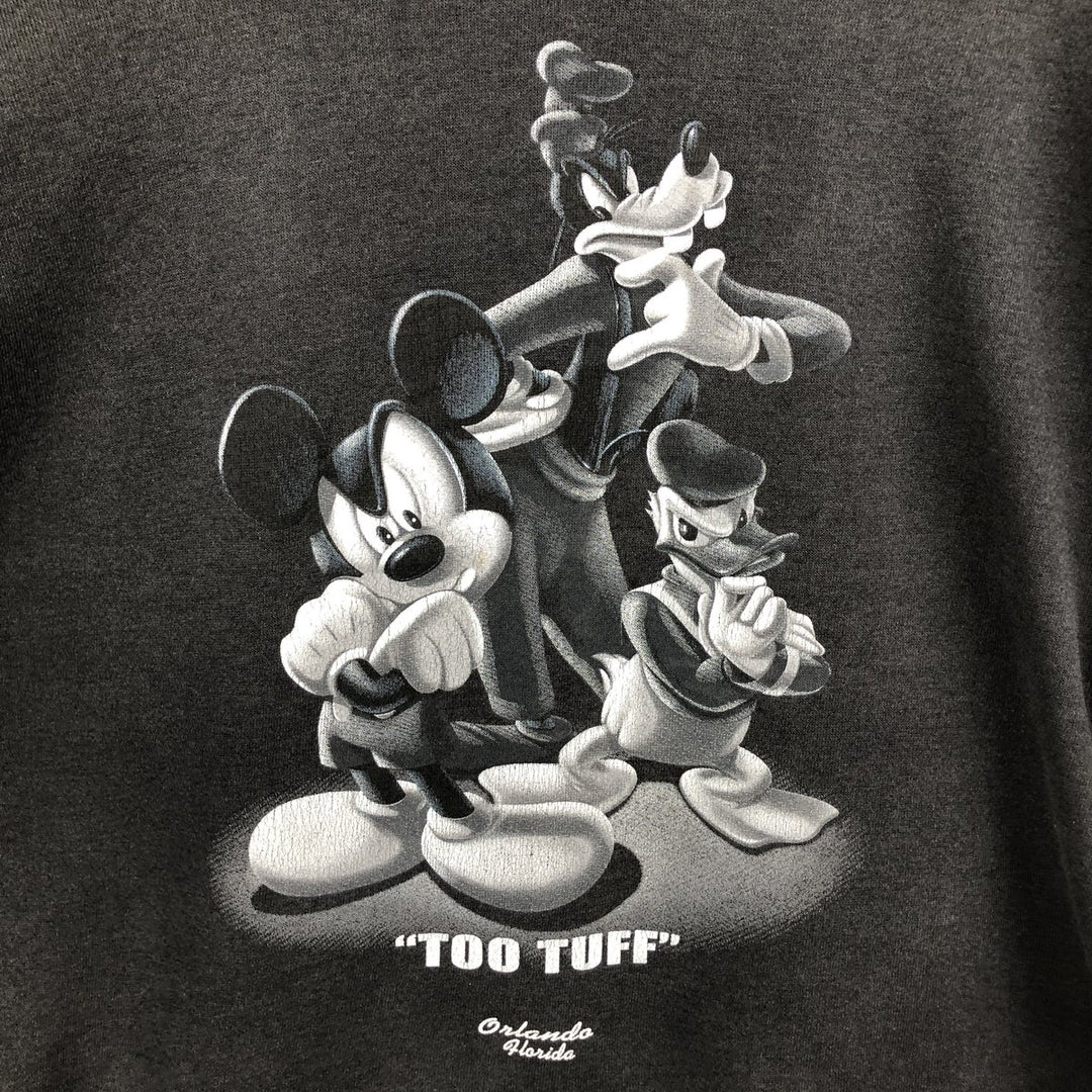 90s-00'S Santee Disney character sweatshirt, made in USA, men's size L equivalent. cotton black type Vintage Second Hand