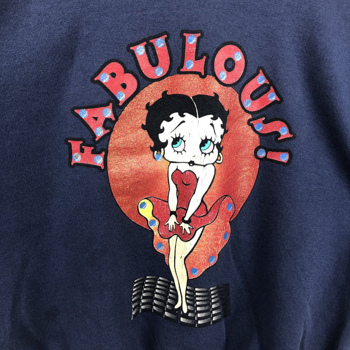 90s-00'S Hanes Comfort Blend Betty Boop character sweatshirt, men's size XL equivalent. cotton navy blue type Vintage Second Hand
