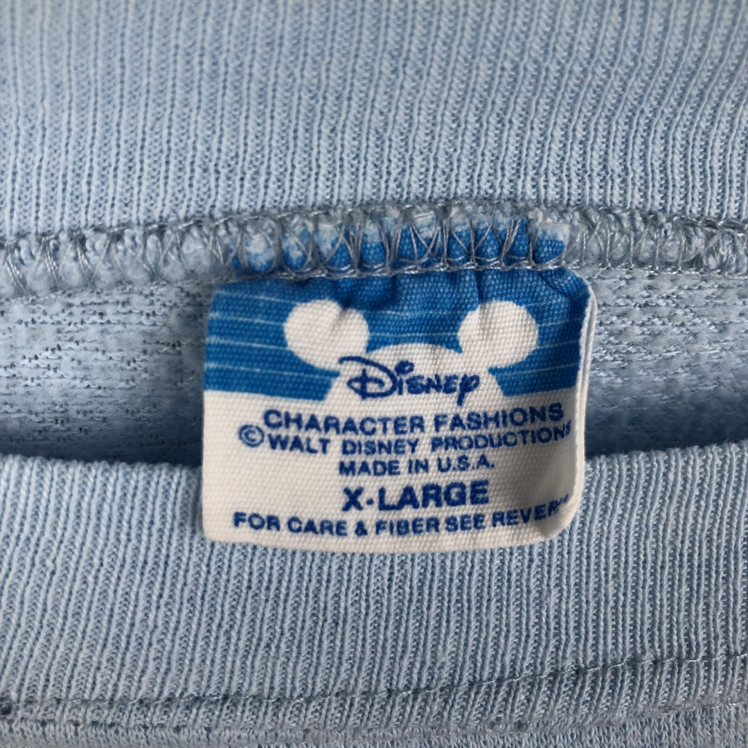 80'S Disney CHARACTER FASHIONS Mickey Mouse Character Sweatshirt, Made in USA, Men's Size XL (approx.) polyester Blue type light blue Vintage Second Hand