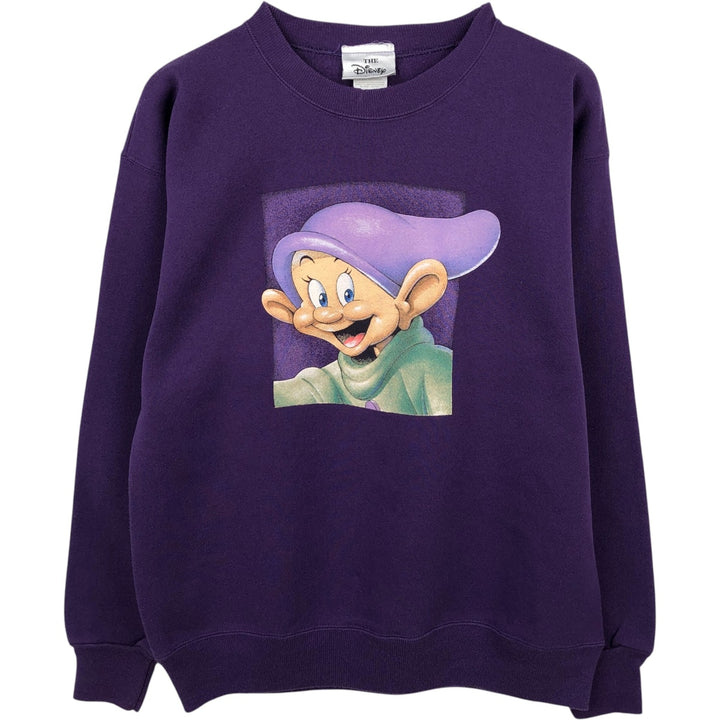 90'S THE DISNEY STORE Snow White and the Seven Dwarfs Dopey Character Sweatshirt, Made in USA, Men's Size M (approx.) cotton purple type Vintage Second Hand