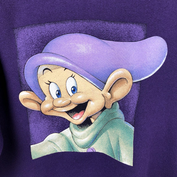90'S THE DISNEY STORE Snow White and the Seven Dwarfs Dopey Character Sweatshirt, Made in USA, Men's Size M (approx.) cotton purple type Vintage Second Hand