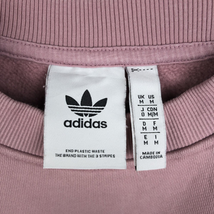 Adidas One Point Logo Sweatshirt Trainer Men's M Size cotton Red type red-purple Vintage Second Hand