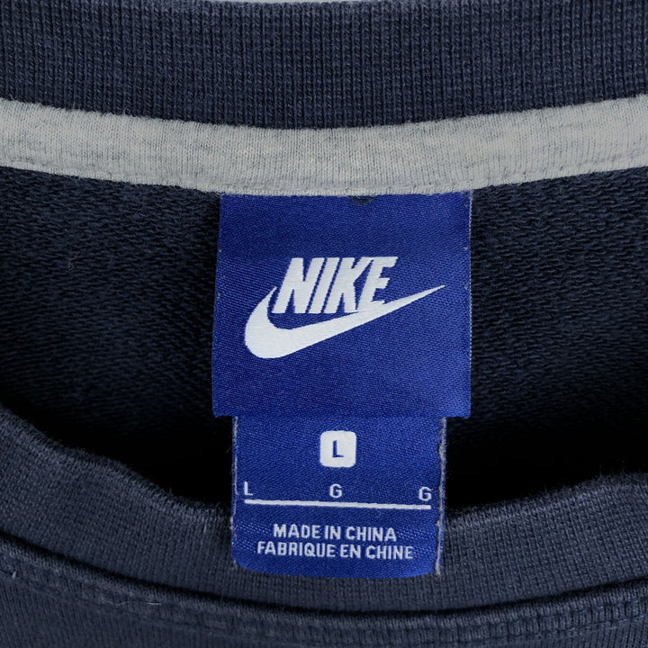 Nike logo sweatshirt, size L, men's cotton navy blue type Vintage Second Hand
