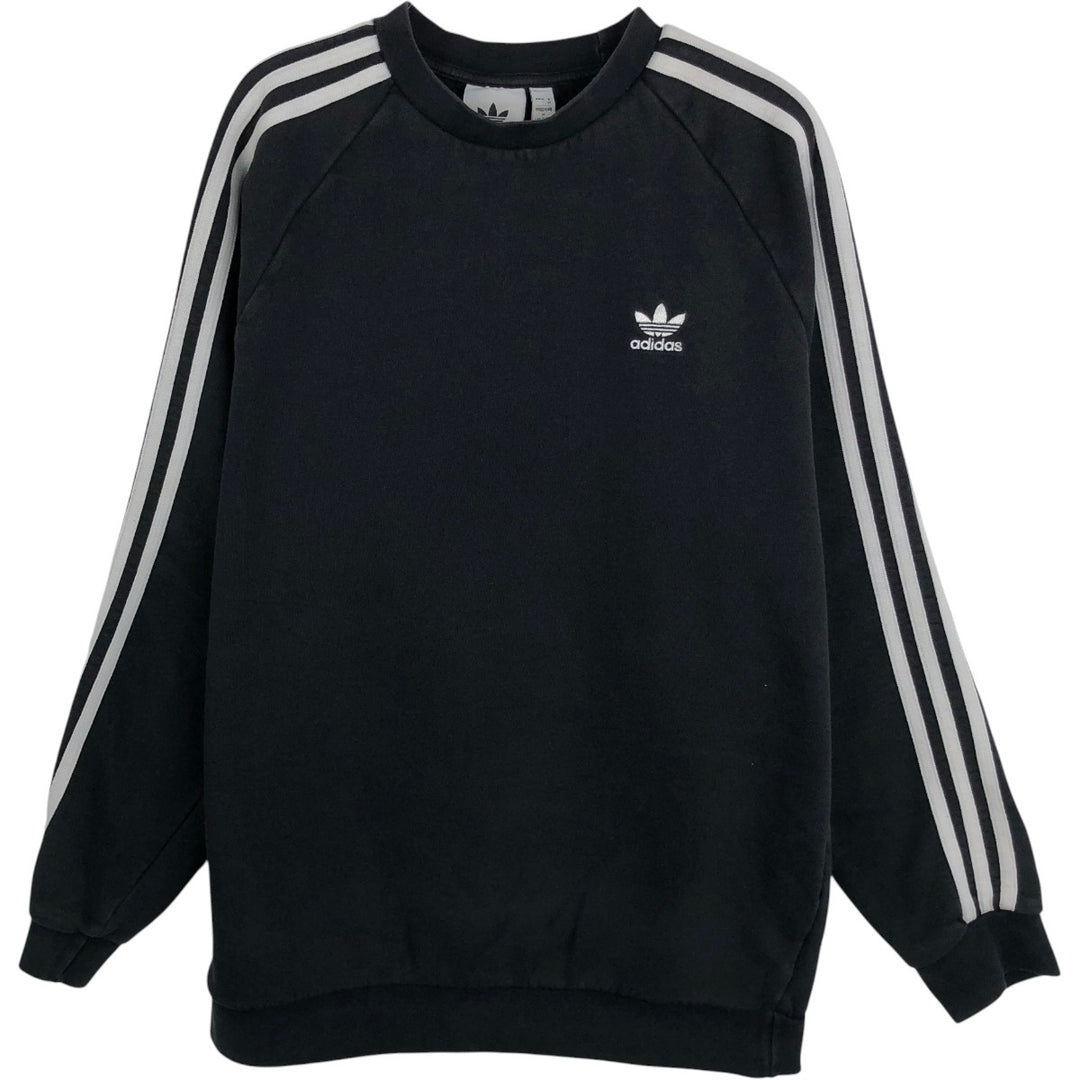 Adidas One Point Logo Sweatshirt Trainer Men's M Size cotton black type Vintage Second Hand