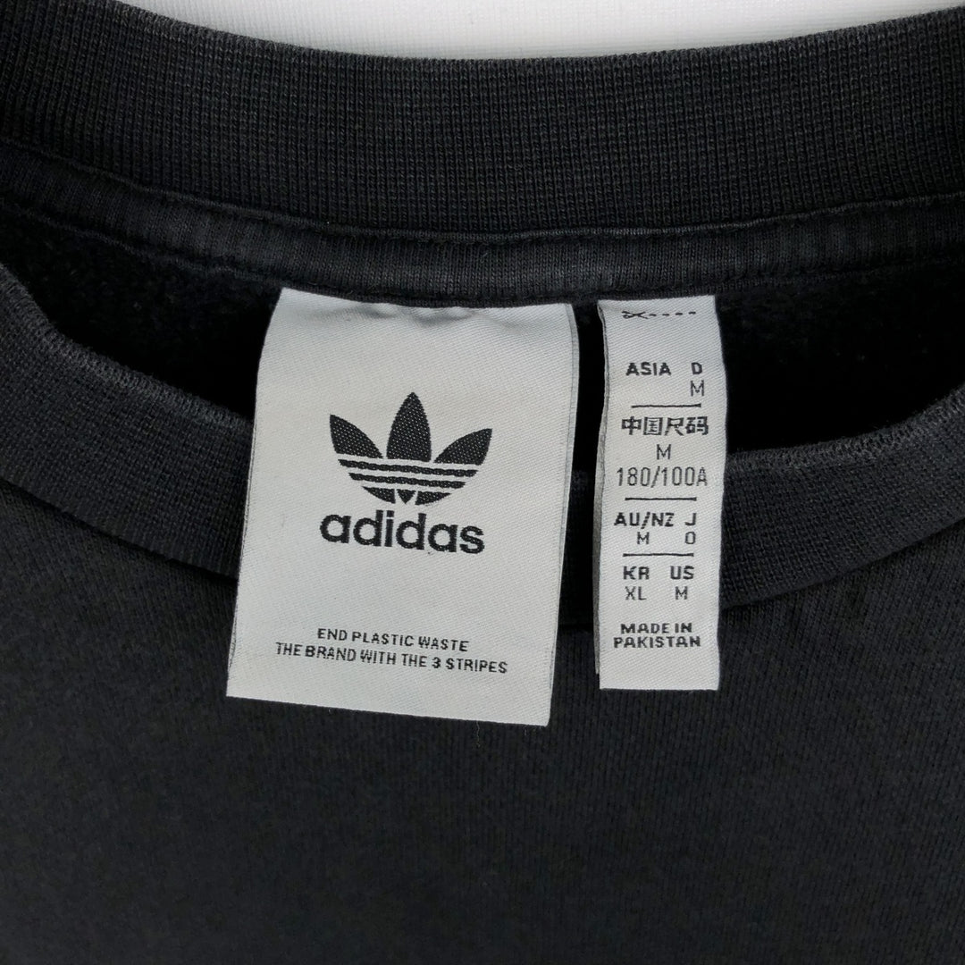 Adidas One Point Logo Sweatshirt Trainer Men's M Size cotton black type Vintage Second Hand