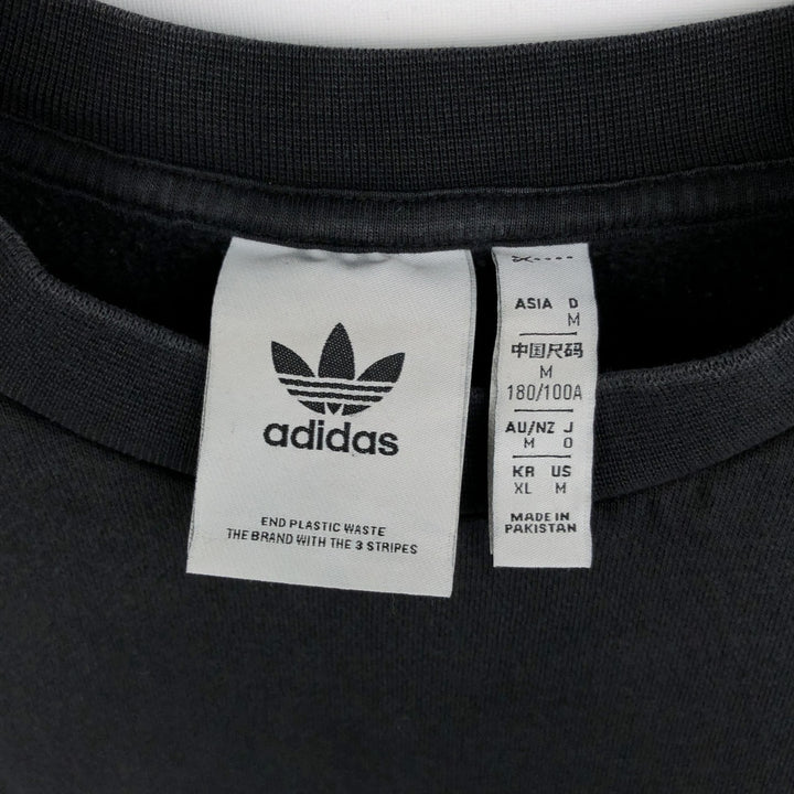 Adidas One Point Logo Sweatshirt Trainer Men's M Size cotton black type Vintage Second Hand