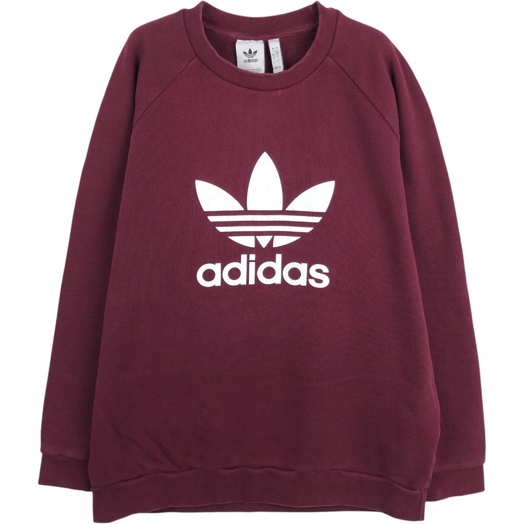 Adidas logo sweatshirt, men's size L cotton Red type red-purple Vintage Second Hand