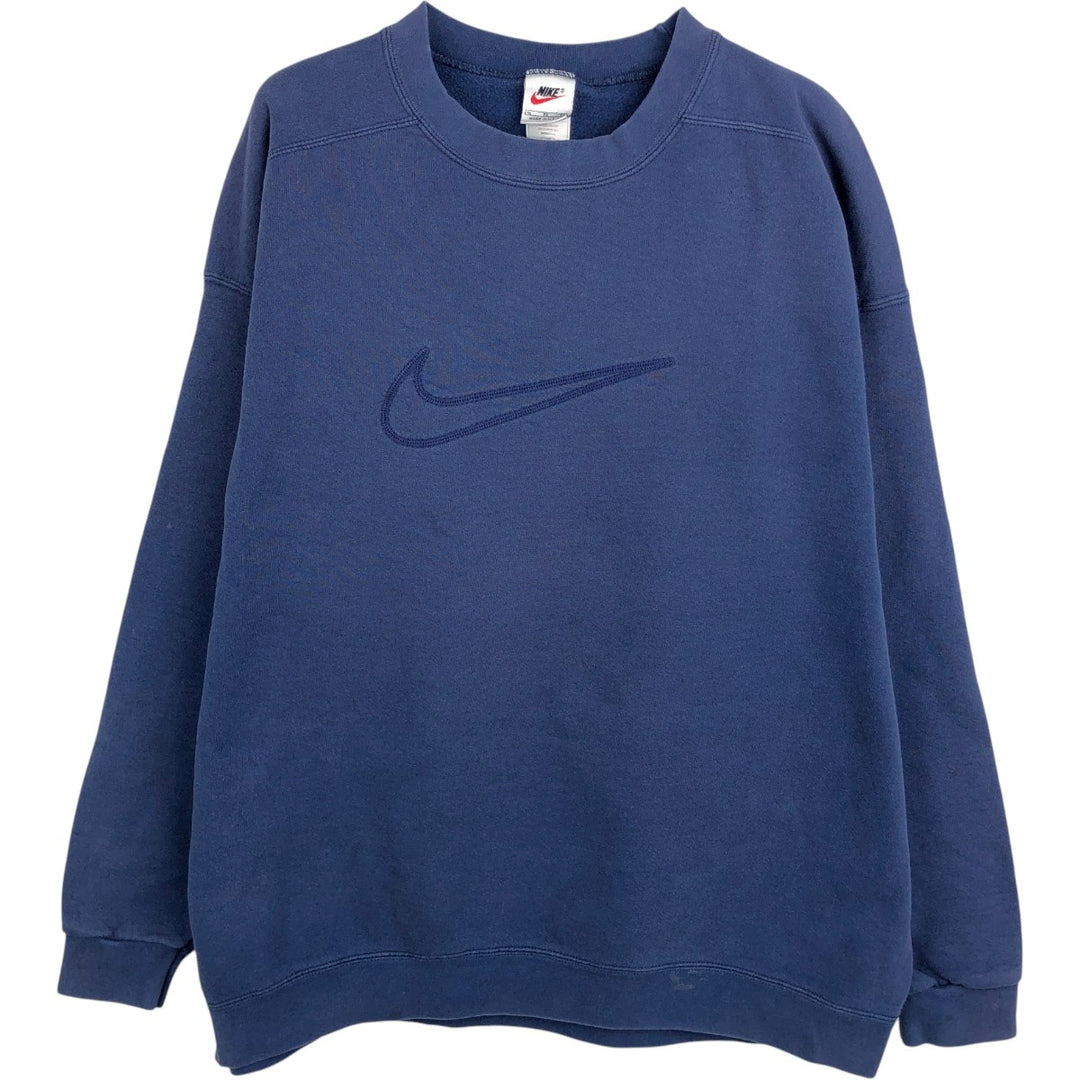 90'S Nike Logo Sweatshirt, Made in USA, Men's XL, Vintage cotton navy blue type Vintage Second Hand