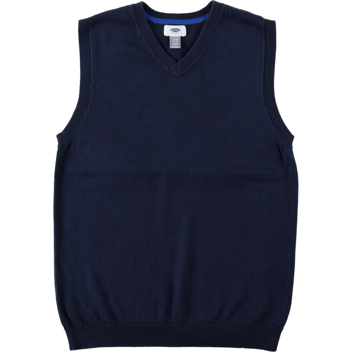 Old Navy V-neck cotton knit vest, women's size XL (approx.) cotton navy blue type Vintage Second Hand